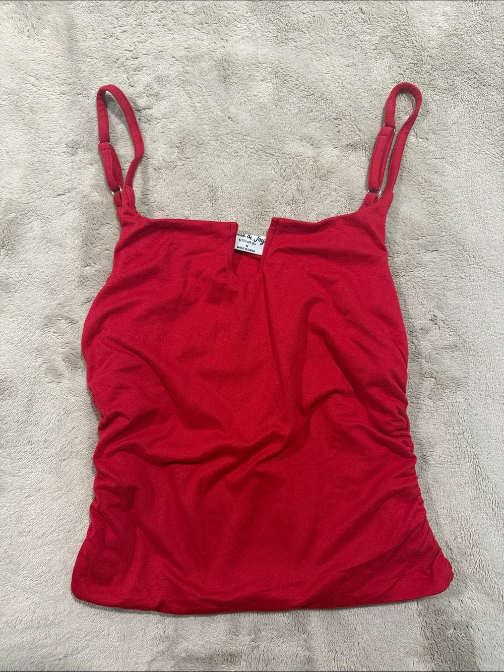 Y2K Style Red Tank Top with Side Ruching